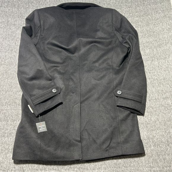 London Fog Coat Mens 40R Black Clark Classic Fit Overcoat Long Button Wool Blend - Picture 11 of 11